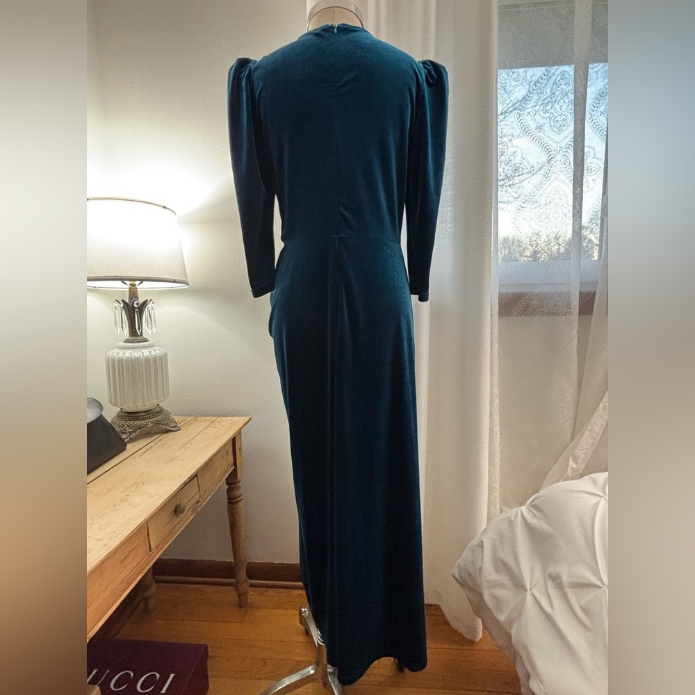 SHEIN Teal Velvet Long Sleeve Dress, L, EUC - Picture 4 of 9